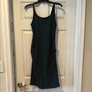 Striped Black and Green Maternity Dress